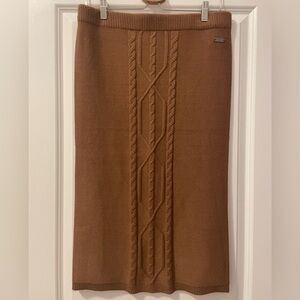 Mexx Size M Brown Cable Knit Midi Skirt